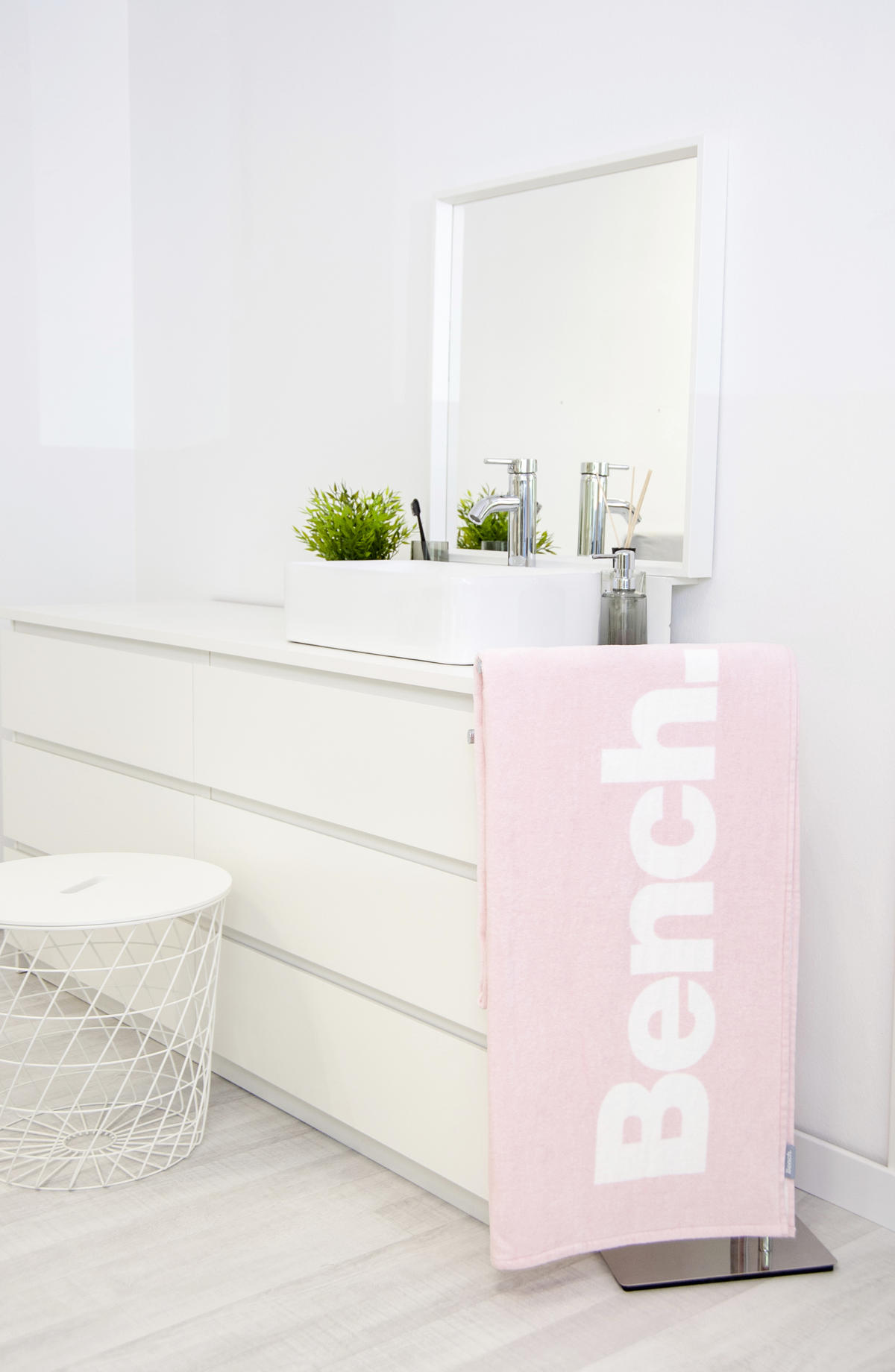 STRANDTUCH Rosa, Weiß 80/180 cm  - Rosa/Weiß, KONVENTIONELL, Textil (80/180cm) - Bench