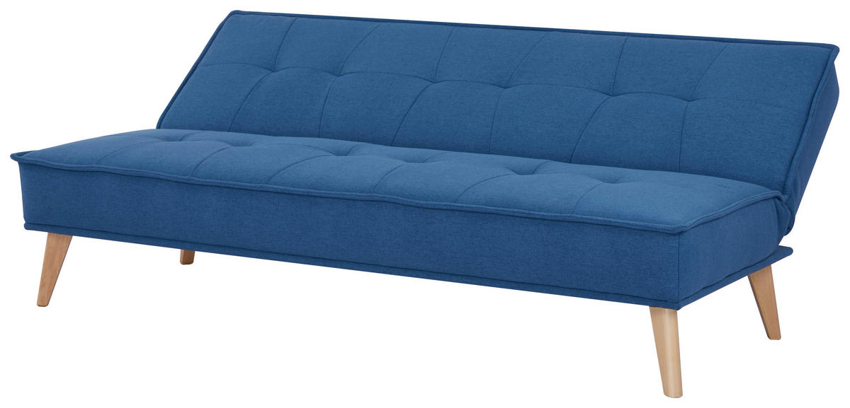 SCHLAFSOFA Webstoff Blau  - Blau/Kieferfarben, Design, Holz/Textil (181/82/85cm) - MID.YOU