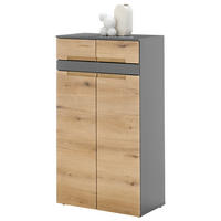 OMARA ZA ČEVLJE antracit, barve hrasta - črna/barve hrasta, Design, umetna masa/leseni material (70/125/38cm) - MID.YOU