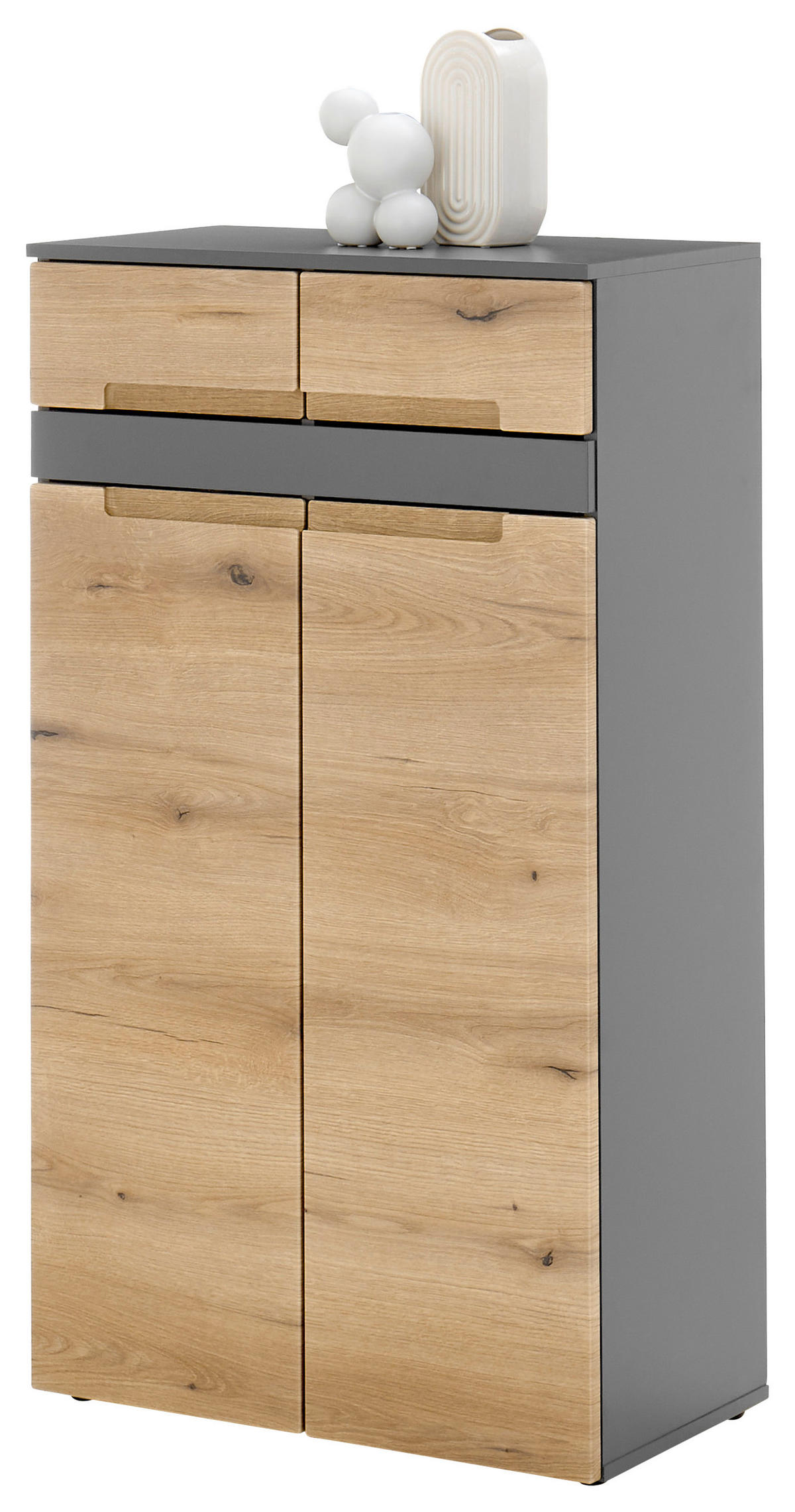 OMARA ZA ČEVLJE antracit, barve hrasta - črna/barve hrasta, Design, umetna masa/leseni material (70/125/38cm) - MID.YOU