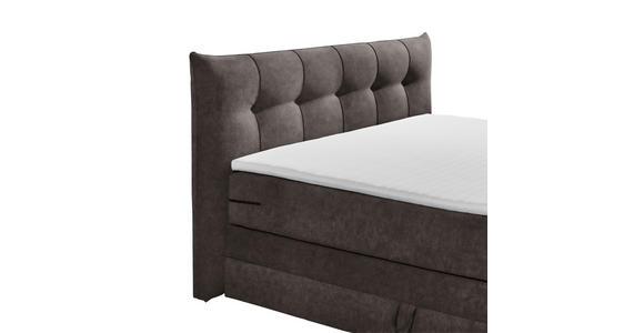 BOXSPRINGBETT 180/200 cm,  in Braun, Grau, Matratze, Bettkasten, Topper, H3 = fest, H4 = sehr fest, Wendematratze mit unterschiedlichen Härtegraden  - Schwarz/Braun, KONVENTIONELL, Kunststoff/Textil (180/200cm) - Esposa