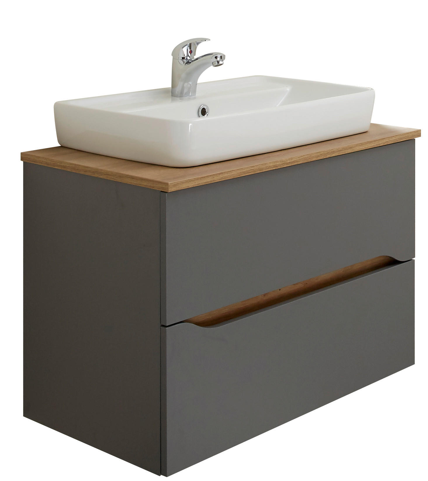 WASCHTISCHKOMBI 73 cm  - Eichefarben/Dunkelgrau, KONVENTIONELL, Keramik/Holzwerkstoff (73cm) - Pelipal