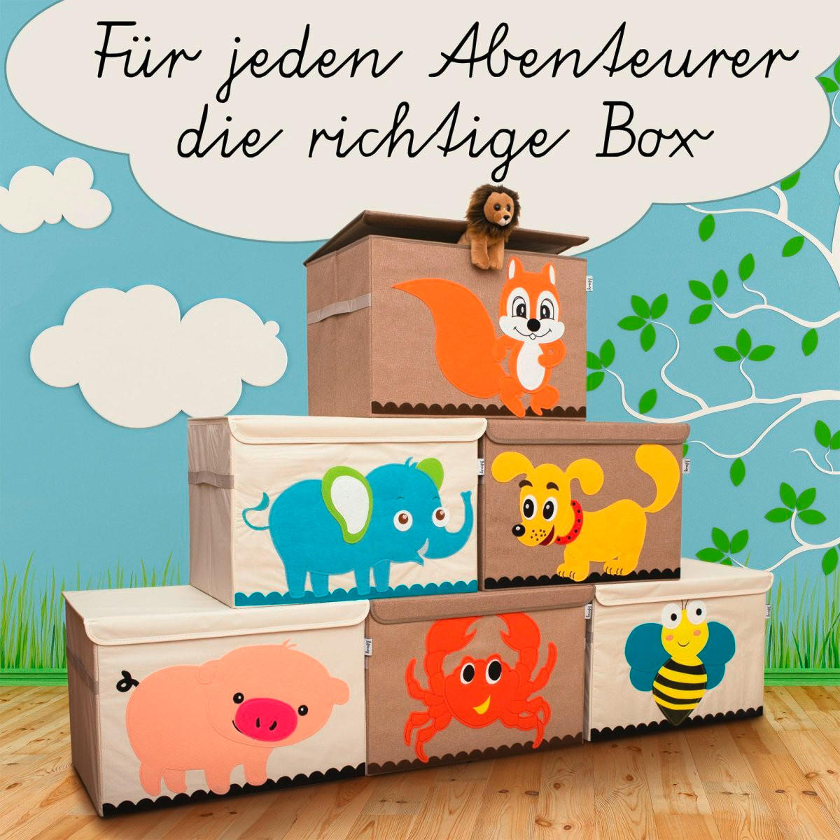 AUFBEWAHRUNGSBOX  - Türkis/Naturfarben, Basics, Kunststoff/Textil (36/36/51cm) - Lifeney