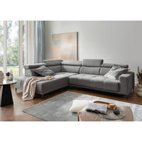 ECKSOFA INTERA Dunkelgrau Struktur Kopfteilverstellung, Sitzvorzug  - Dunkelgrau/Schwarz, KONVENTIONELL, Textil/Metall (225/305cm) - Livetastic