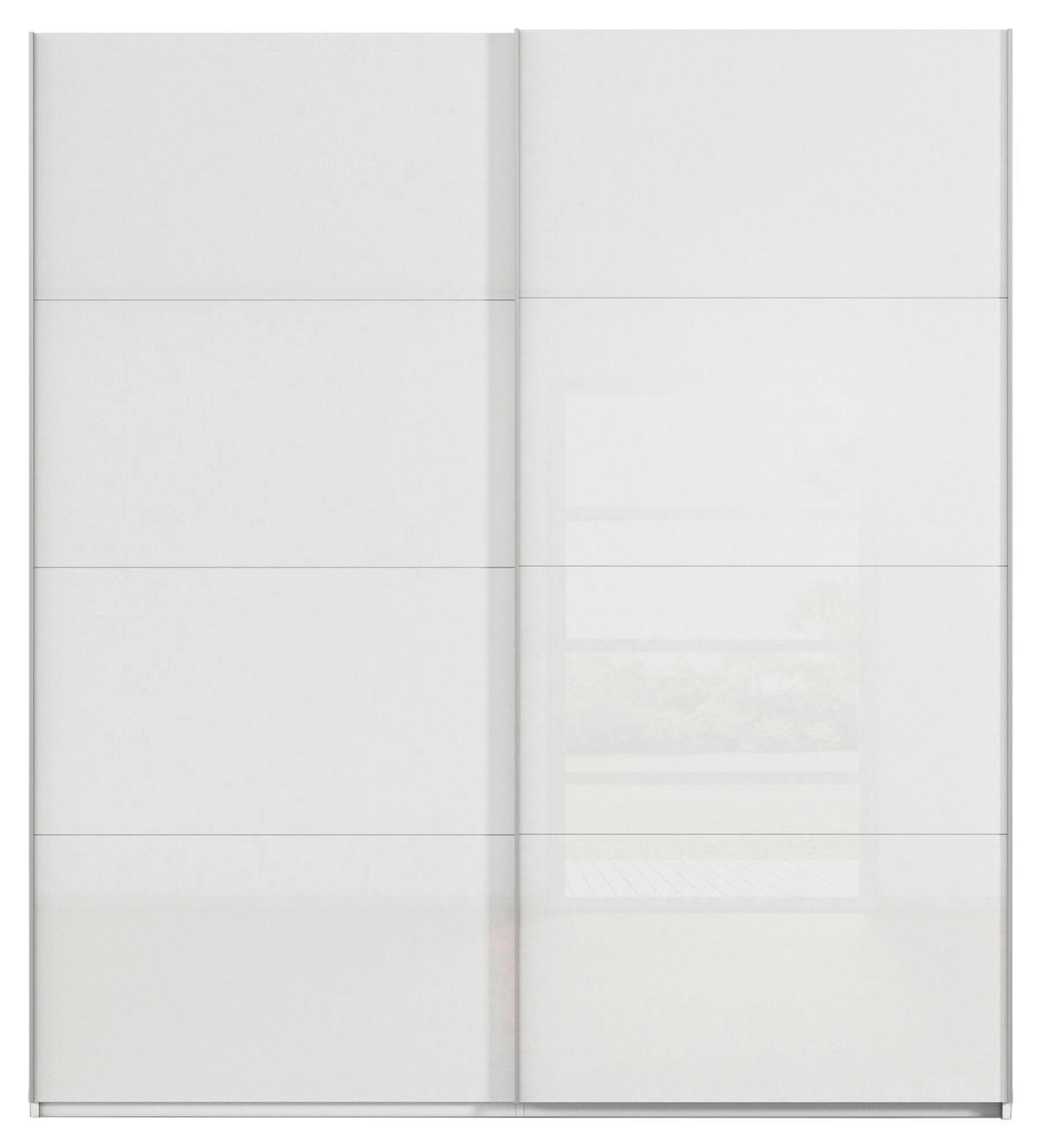 SCHWEBETÜRENSCHRANK 201/223/68 cm 2-türig Weiß  - Alufarben/Weiß, Basics, Glas/Holzwerkstoff (201/223/68cm) - Novel
