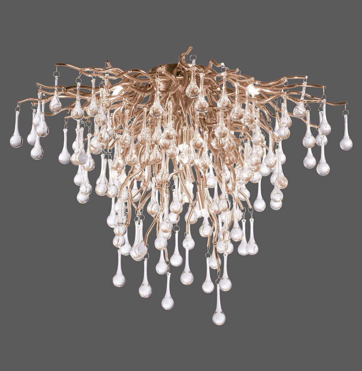 PLAFONIERĂ - alămiu, Konventionell, sticlă/metal (50/50cm)