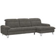 ECKSOFA in Chenille Braun  - Schwarz/Braun, LIFESTYLE, Textil/Metall (310/180cm) - Valnatura