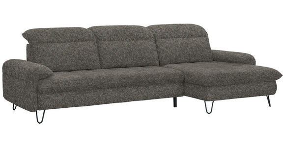 ECKSOFA in Chenille Braun  - Schwarz/Braun, LIFESTYLE, Textil/Metall (310/180cm) - Valnatura