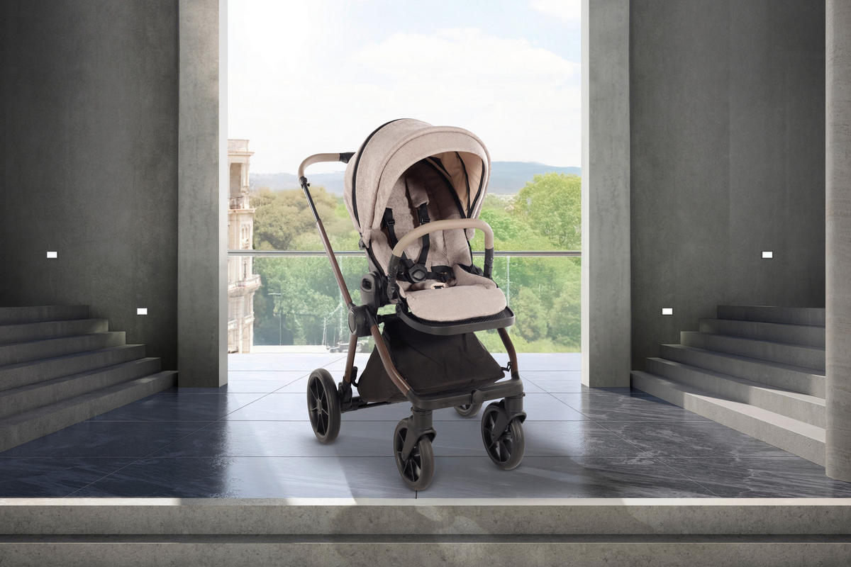 KINDERWAGENSET  Facetty  Vanilla Mousse  - Beige/Braun, Design, Textil/Metall (104,5/62/94cm) - Jimmylee