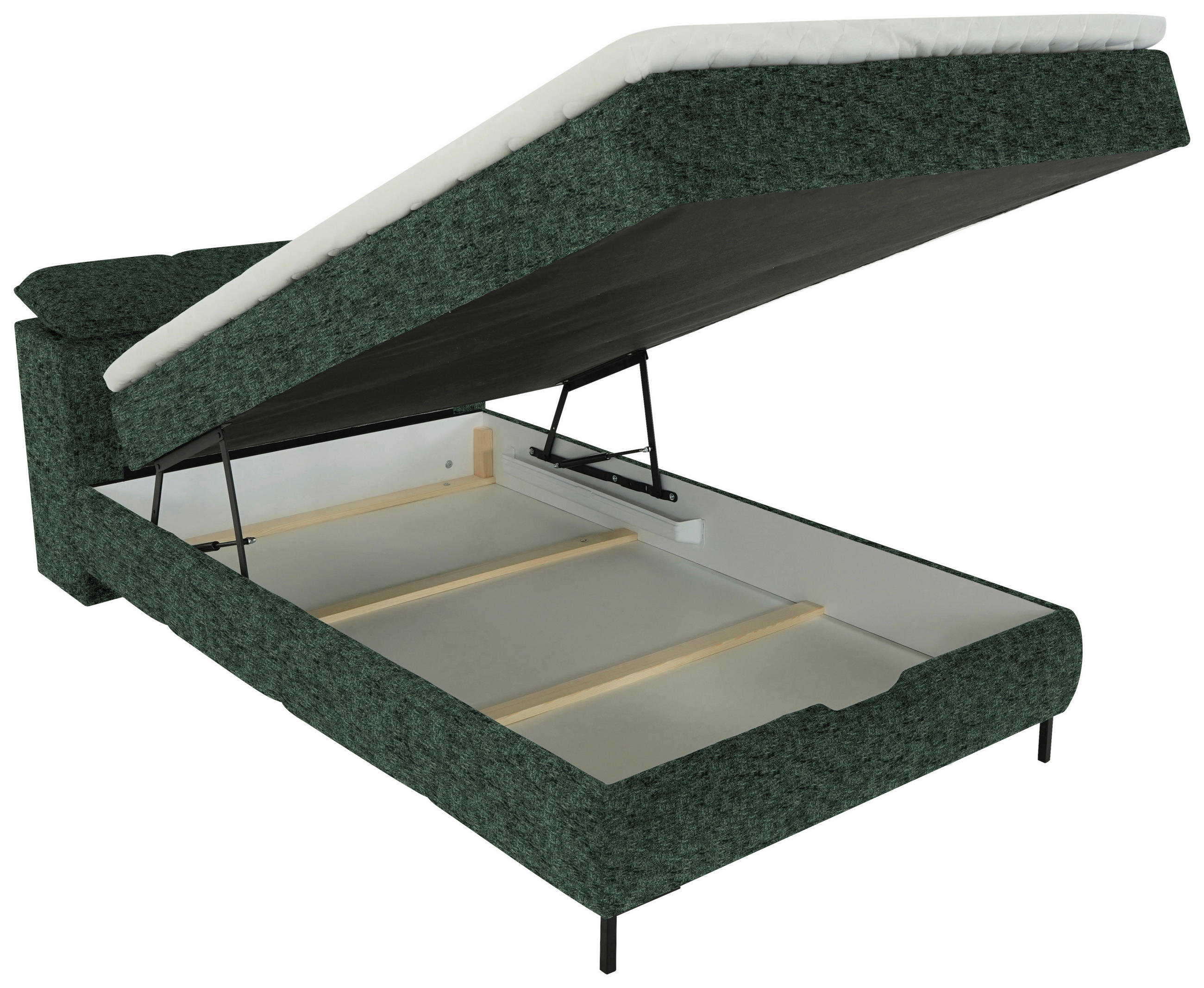 BOXBETT 120/200 cm  in Waldgrün  - Waldgrün/Schwarz, KONVENTIONELL, Holz/Holzwerkstoff (120/200cm) - Xora