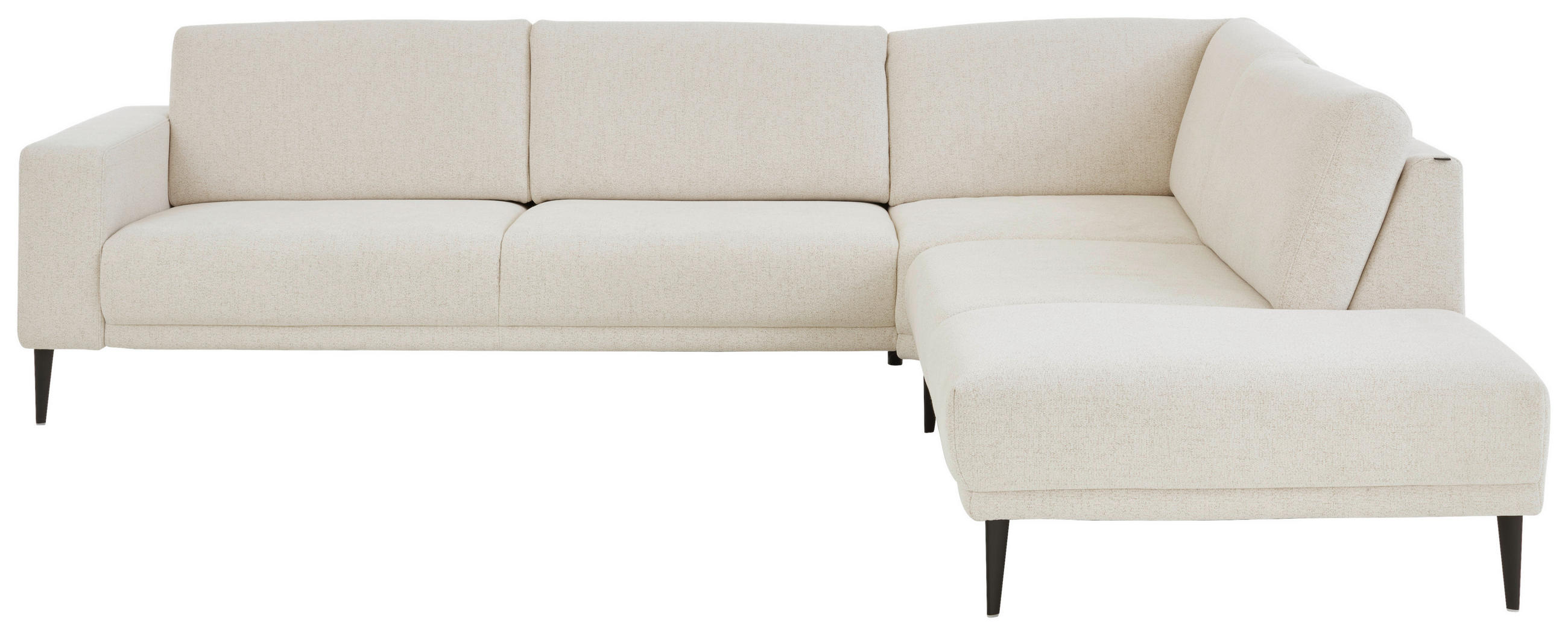 ECKSOFA Dieter Knoll Beige Chenille  - Beige/Schwarz, Design, Textil/Metall (303/254cm) - Dieter Knoll