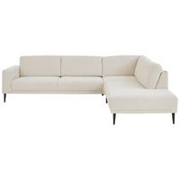 ECKSOFA Dieter Knoll Beige Chenille  - Beige/Schwarz, Design, Textil/Metall (303/254cm) - Dieter Knoll