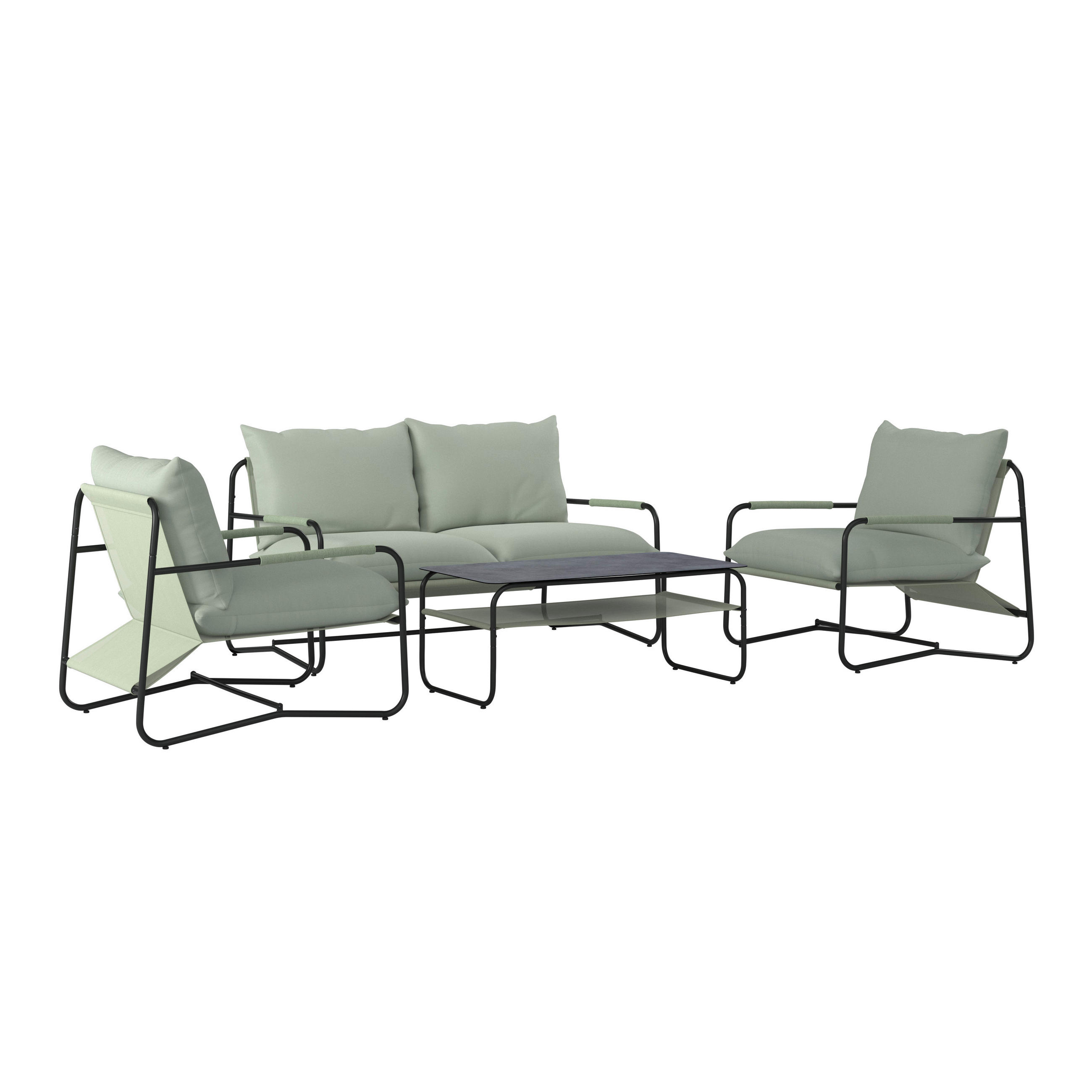 SET MOBILIER DE GRĂDINĂ  - verde mentă/antracit, Design, sticlă/metal - Ambia Garden