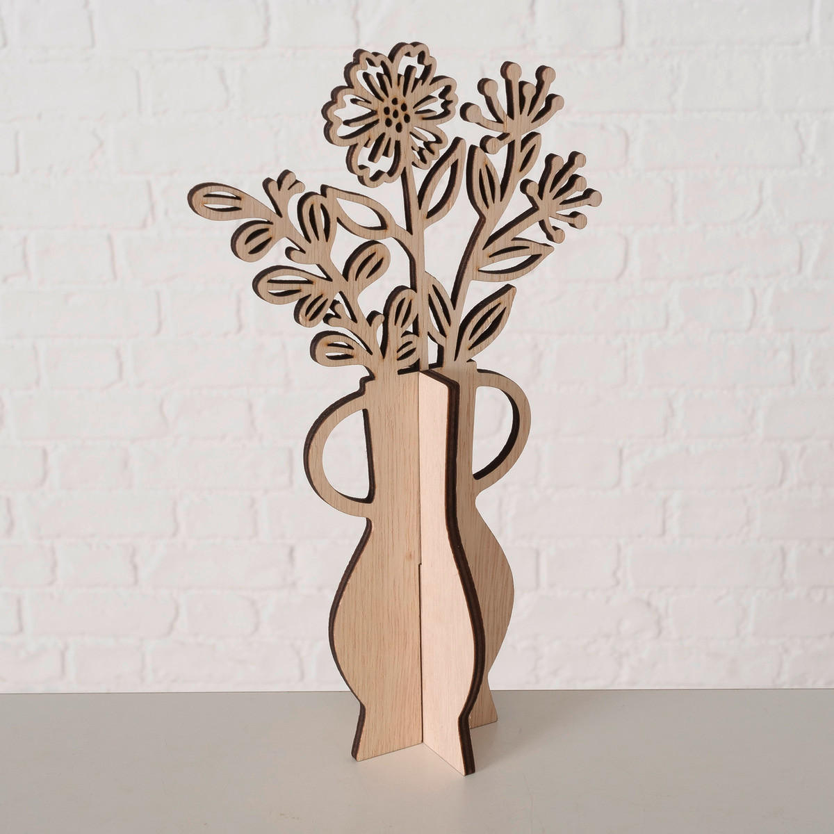 DEKOBLUME - Dunkelbraun/Hellgelb, Natur, Holz (15/8/25cm)