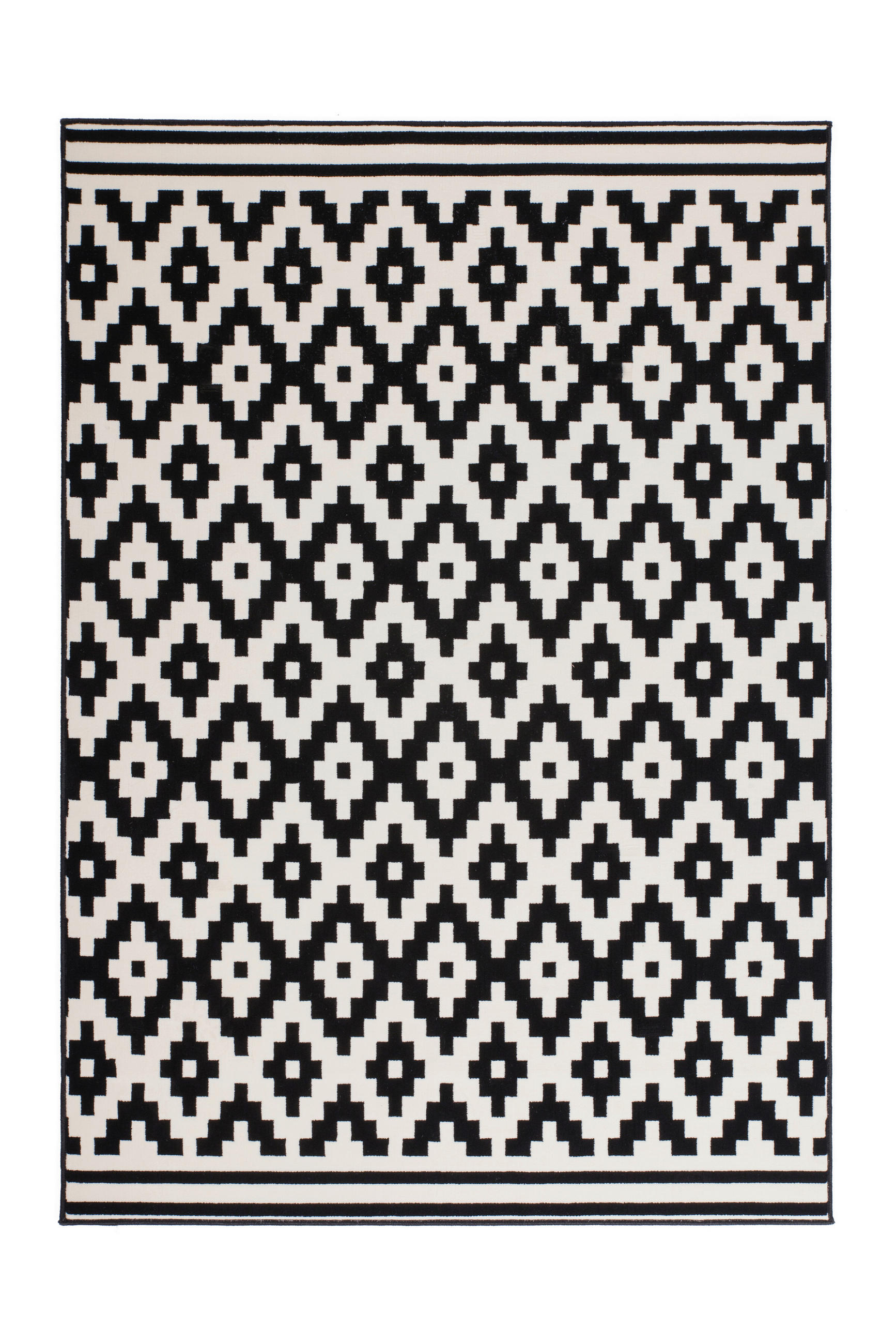 FLATVÄVD MATTA 80/150 cm  - vit/svart, Basics, textil (80/150cm) - Kayoom
