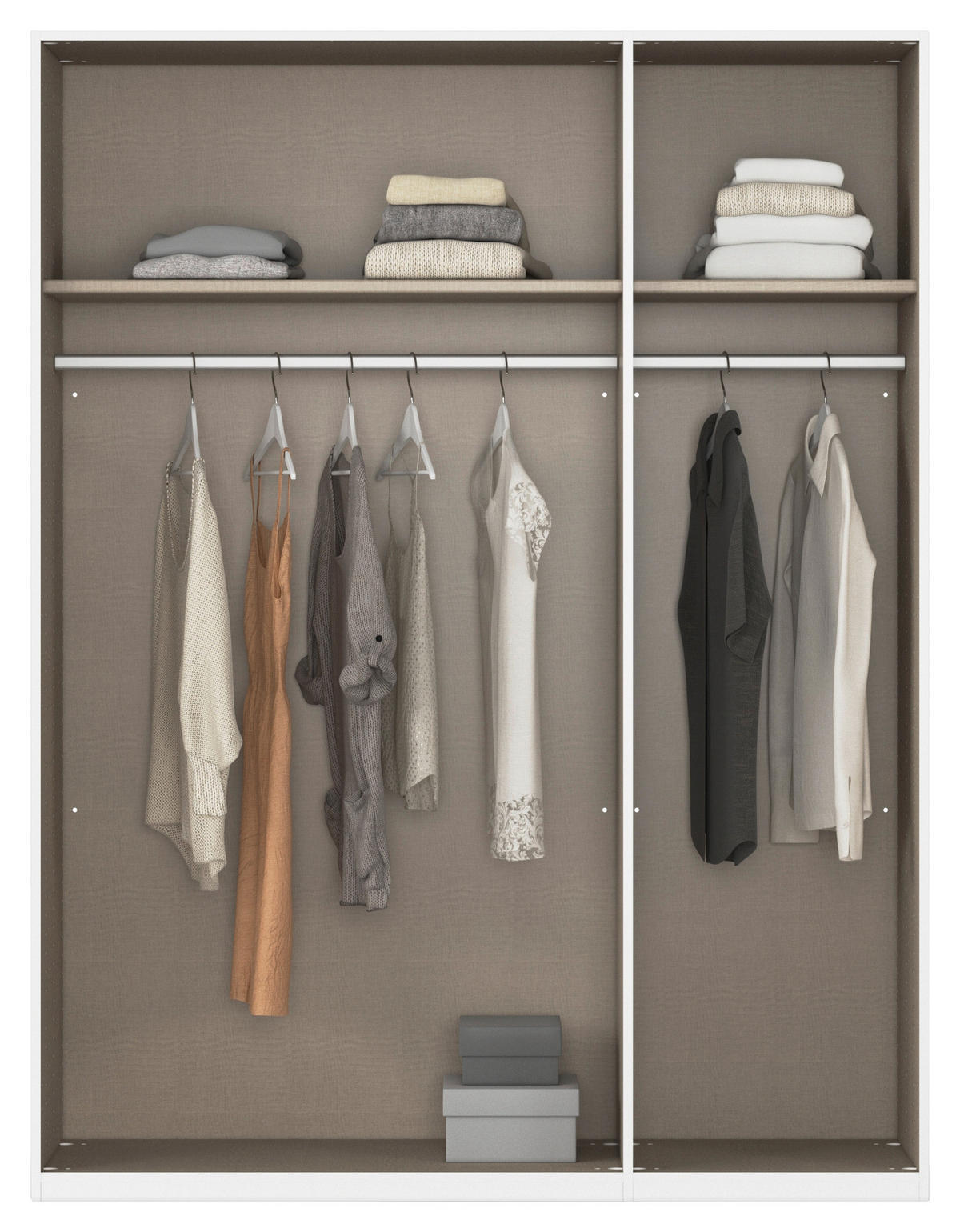 DREHTÜRENSCHRANK 135/210/54 cm,  in Weiß, 3-türig  - Alufarben/Weiß, KONVENTIONELL, Glas/Holzwerkstoff (135/210/54cm) - home24