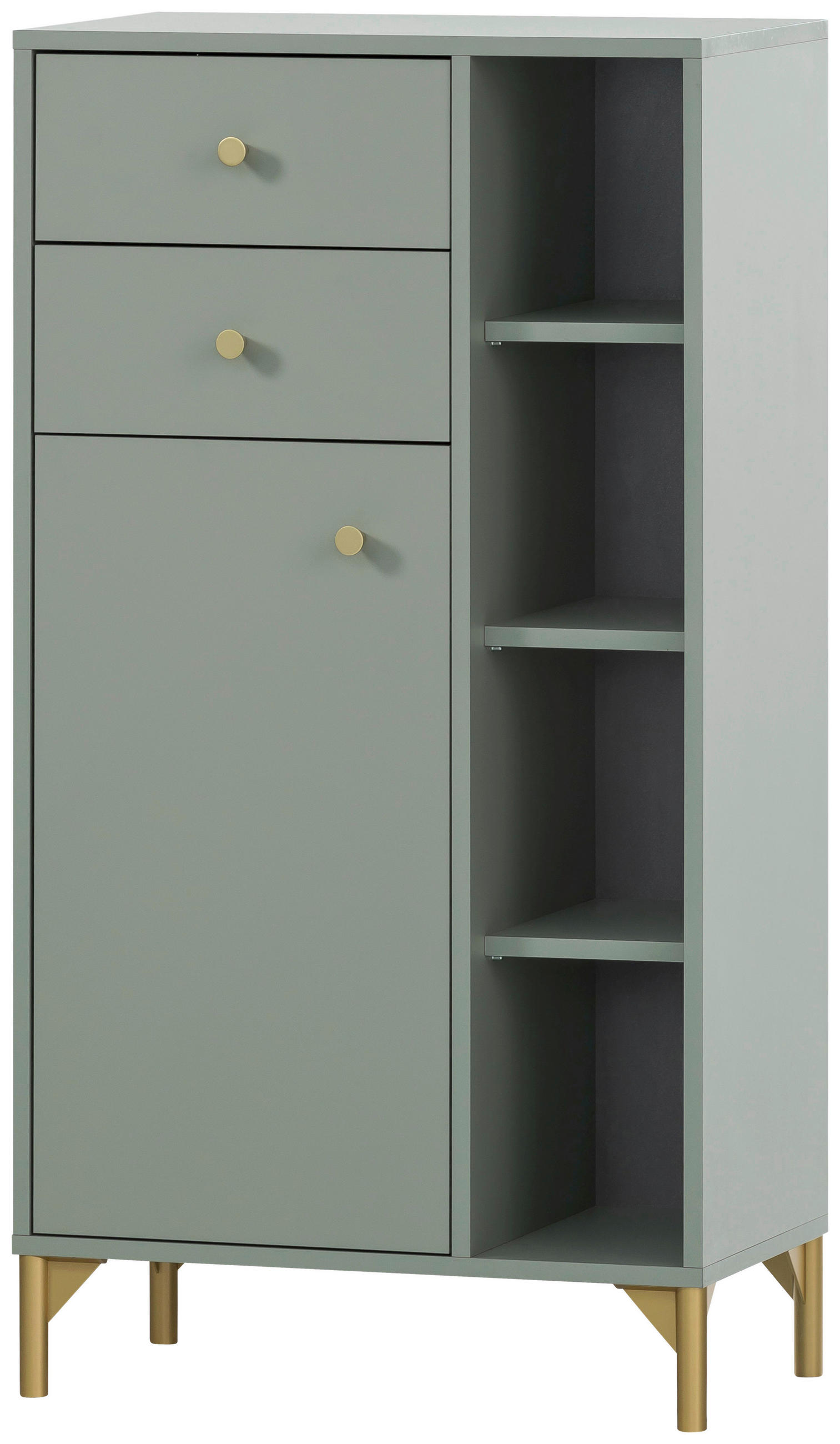 HIGHBOARD Ando, 60,2/114,4/33,1 cm, 2 Schublade(n)  - Pastellgrün/Goldfarben, MODERN, Holzwerkstoff/Kunststoff (60,2/114,4/33,1cm) - Stylife