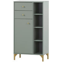 HIGHBOARD Ando 60,2/114,4/33,1 cm 2 Schublade(n)  - Pastellgrün/Goldfarben, MODERN, Holzwerkstoff/Kunststoff (60,2/114,4/33,1cm) - Stylife