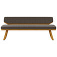SITZBANK 190/80/52 cm Flachgewebe Graubraun, Eichefarben Eiche massiv  - Eichefarben/Graubraun, Basics, Holz/Textil (190/80/52cm) - Carryhome