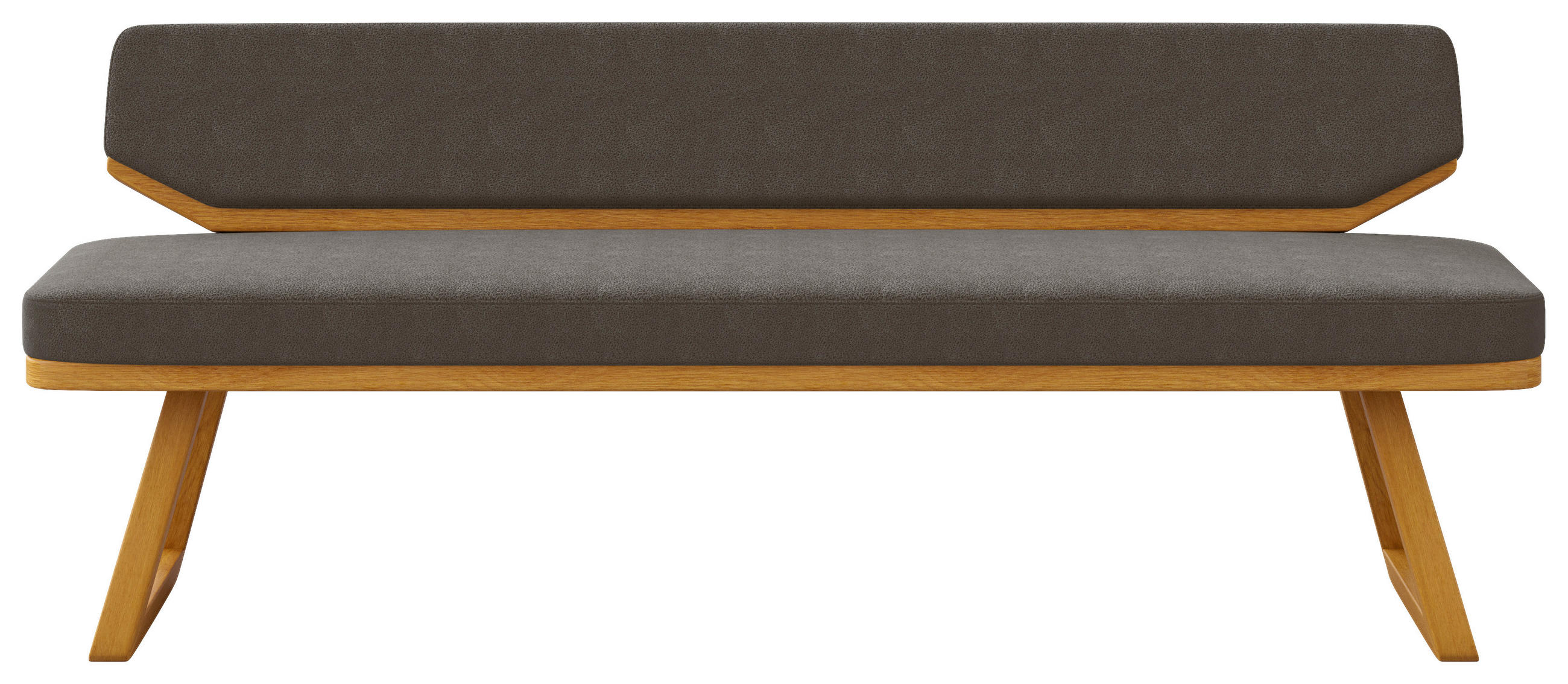 SITZBANK 190/80/52 cm Flachgewebe Eichefarben, Graubraun Eiche massiv  - Eichefarben/Graubraun, Basics, Holz/Textil (190/80/52cm) - Carryhome
