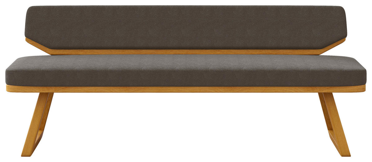 SITZBANK 190/80/52 cm Flachgewebe Eichefarben, Graubraun Eiche massiv  - Eichefarben/Graubraun, Basics, Holz/Textil (190/80/52cm) - Carryhome