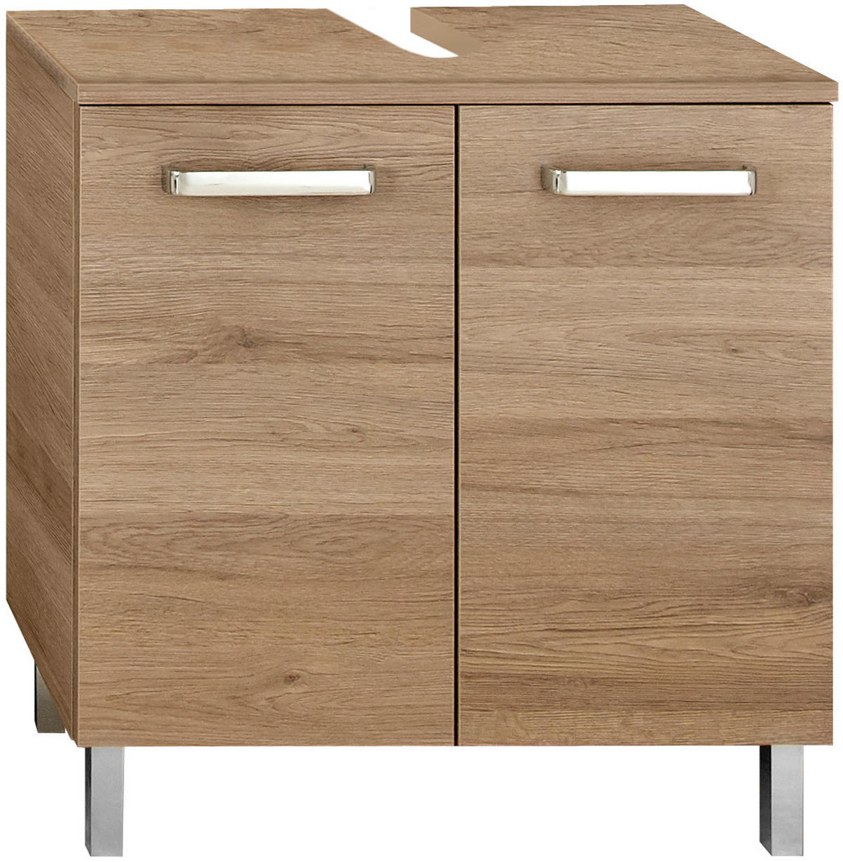 WASCHBECKENUNTERSCHRANK 60/62/33 cm  - Chromfarben/Eichefarben, KONVENTIONELL, Holzwerkstoff/Metall (60/62/33cm) - Carryhome