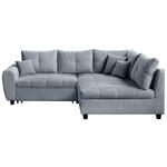 ECKSOFA  in Plüsch Hellgrau  - Hellgrau/Schwarz, KONVENTIONELL, Kunststoff/Textil (249/175cm) - Carryhome