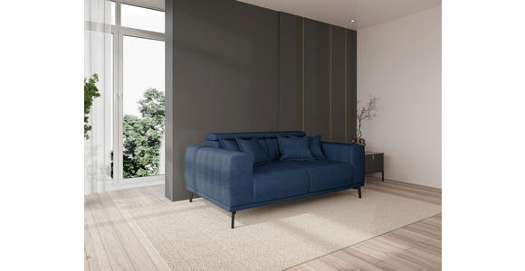 2-SITZER-SOFA Webstoff Dunkelblau  - Schwarz/Dunkelblau, KONVENTIONELL, Textil/Metall (200/80/110cm) - Carryhome