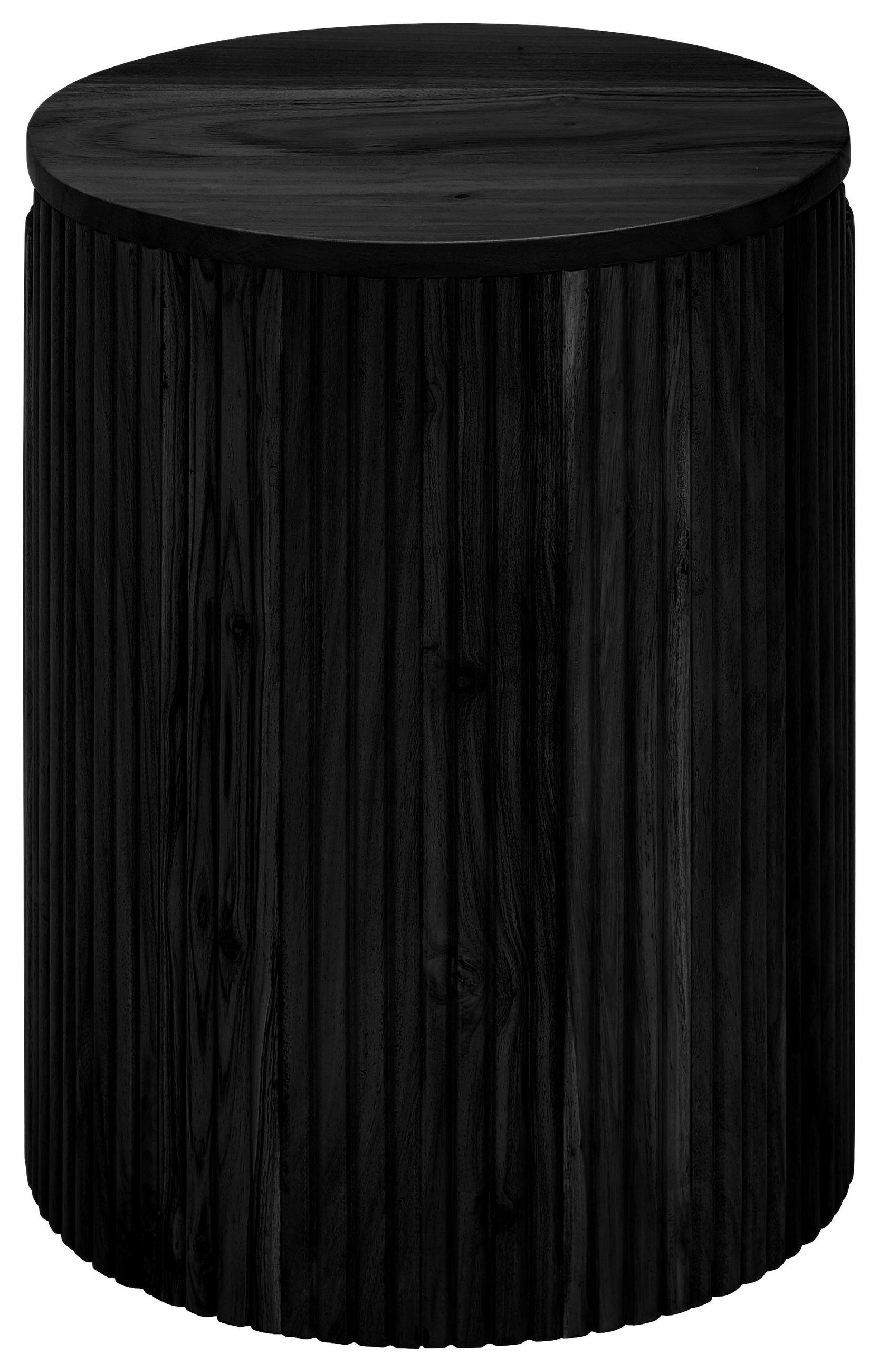 BEISTELLTISCH Akazie vollmassiv Schwarz rund  - Schwarz, KONVENTIONELL, Holz (40/50/40cm) - Livetastic