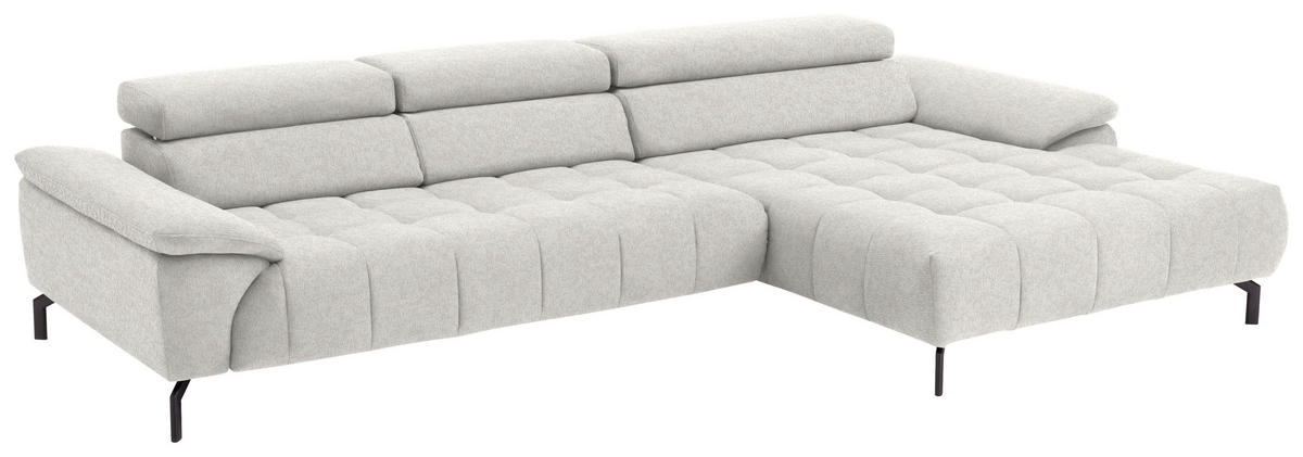 ECKSOFA in Chenille Beige  329/190 cm  - Beige/Schwarz, Design, Textil/Metall (329/190cm) - Beldomo Style