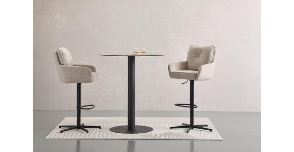 BARHOCKER Leinenoptik Schwarz, Beige Eisen Stoffauswahl, Sitzfläche 360° drehbar  - Taupe/Beige, Design, Textil/Metall (58/103-123/61cm) - Novel