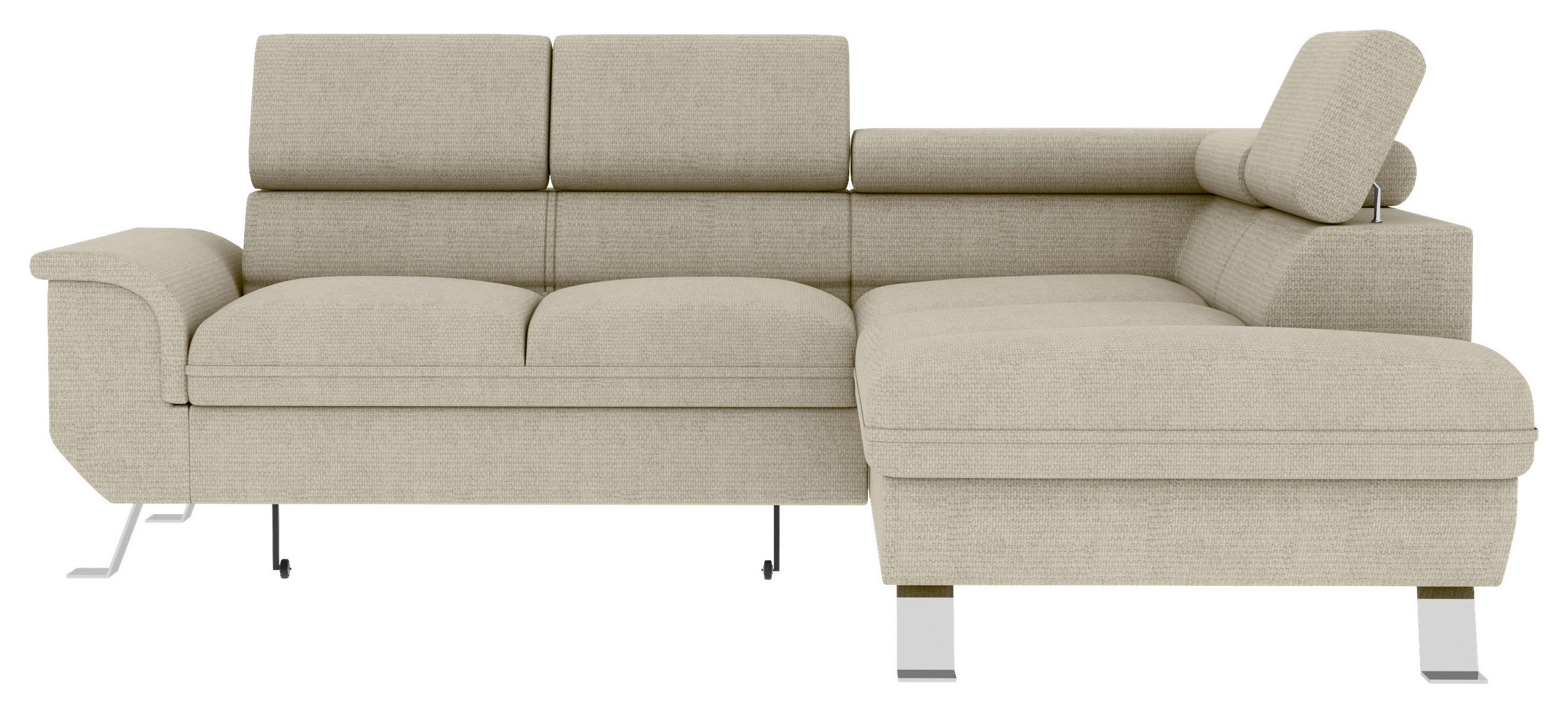 ECKSOFA Creme Struktur  - Silberfarben/Creme, KONVENTIONELL, Textil/Metall (268/207cm) - Carryhome