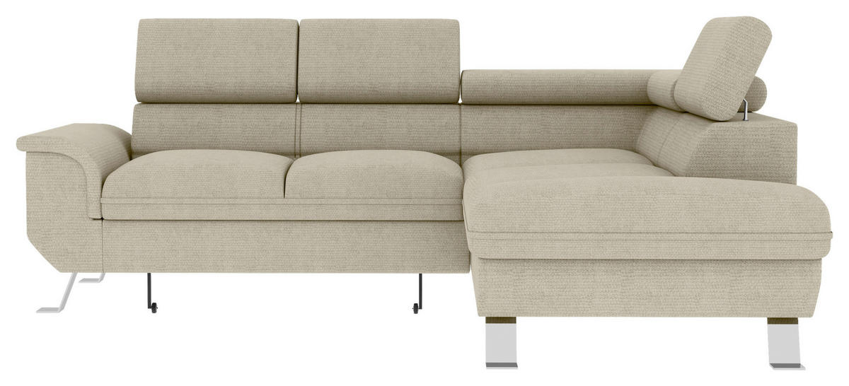 ECKSOFA in Struktur Creme  - Silberfarben/Creme, Konventionell, Textil/Metall (268/207cm) - MID.YOU