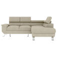 ECKSOFA Creme Struktur  - Silberfarben/Creme, KONVENTIONELL, Textil/Metall (268/207cm) - Carryhome