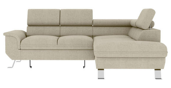 ECKSOFA Creme Struktur  - Silberfarben/Creme, KONVENTIONELL, Textil/Metall (268/207cm) - Carryhome