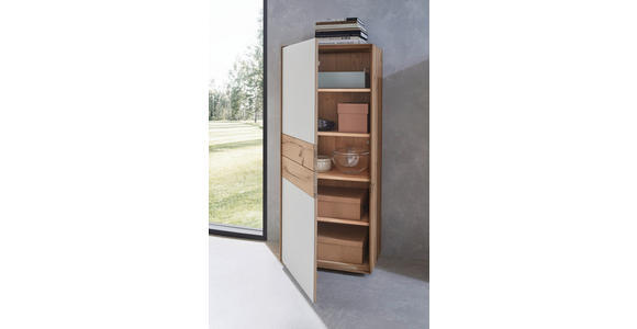HIGHBOARD Weiß, Eichefarben 62/148/40 cm - Eichefarben/Schwarz, Design, Glas/Holz (62/148/40cm) - Valnatura