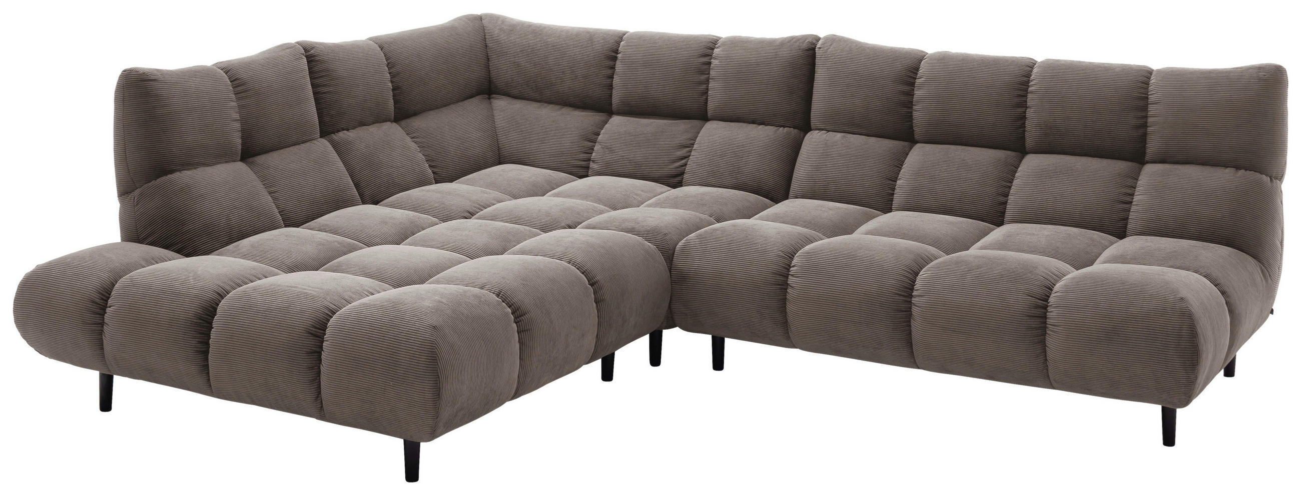 ECKSOFA Ottomane links, Eckteil  Taupe Feincord  - Taupe/Schwarz, Design, Holz/Textil (215/288cm) - Pure Home Lifestyle