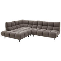 ECKSOFA Ottomane links, Eckteil  Taupe Feincord  - Taupe/Schwarz, Design, Holz/Textil (215/288cm) - Pure Home Lifestyle