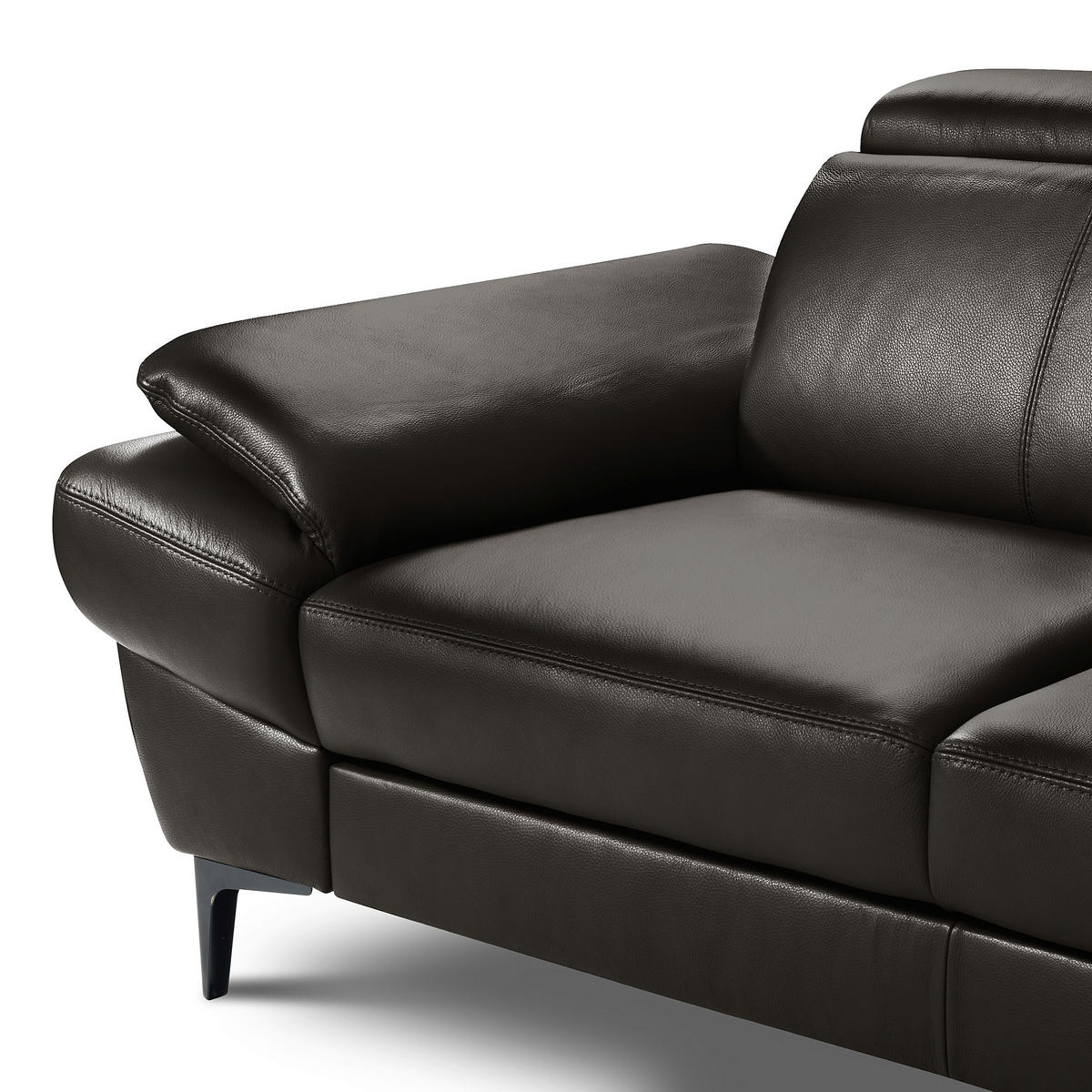 ECKSOFA Dunkelbraun Echtleder Lederlook Bettkasten, Schlaffunktion, Rücken echt, Armteilverstellung, Kopfteilverstellung  - Dunkelbraun/Schwarz, Design, Leder/Textil (264/211cm) - Livetastic