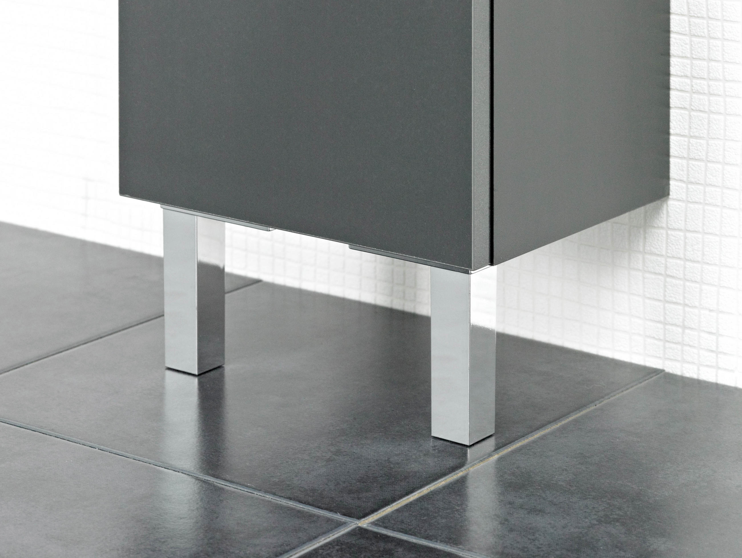 FUßSET  10 cm  - Chromfarben, Basics, Kunststoff (10cm) - Xora