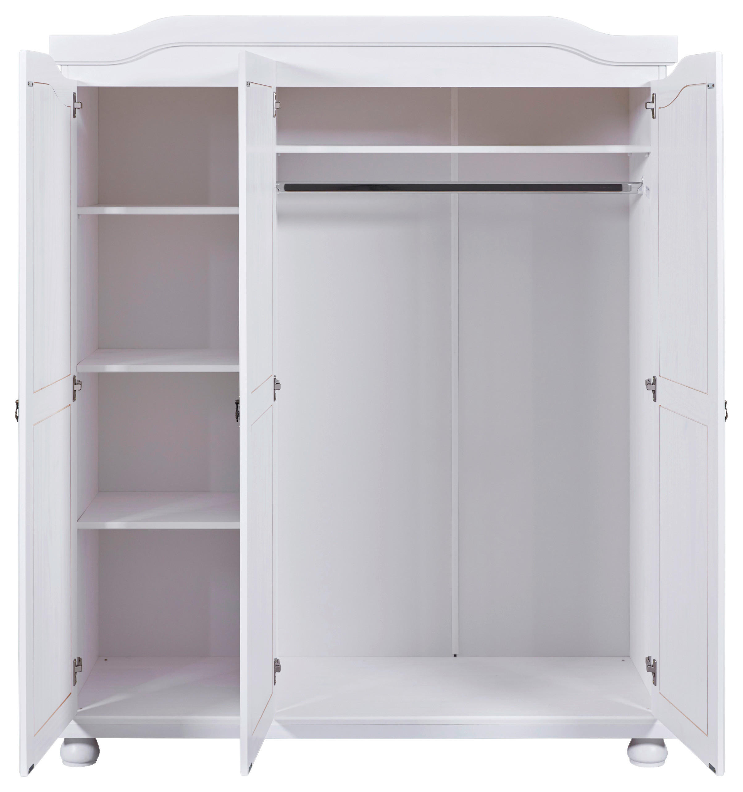 Drehtürenschrank "Bastian" , 150/180/56 cm 3-türig Weiß  - Weiß, LIFESTYLE, Holz/Holzwerkstoff (150/180/56cm) - MID.YOU