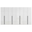 DREHTÜRENSCHRANK 400/223/61 cm,  in Weiß, Weiß Hochglanz, 8-türig  - Weiß Hochglanz/Schwarz, Basics, Holzwerkstoff/Metall (400/223/61cm) - Novel