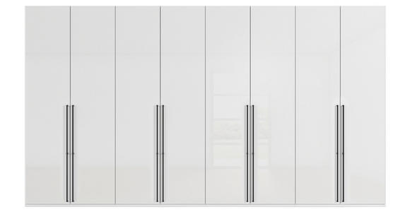 DREHTÜRENSCHRANK 400/223/61 cm,  in Weiß, Weiß Hochglanz, 8-türig  - Weiß Hochglanz/Schwarz, Basics, Holzwerkstoff/Metall (400/223/61cm) - Novel