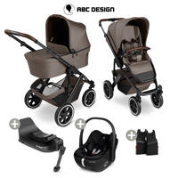 KINDERWAGENSET Salsa 5 Air 4in1 Set Calla  - Graubraun/Schwarz, Basics, Textil/Metall (63/118/95.5cm) - ABC Design