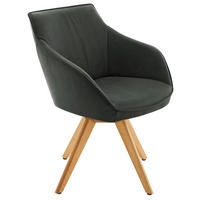 ARMLEHNSTUHL in Holz, Leder Eichefarben, Dunkelgrün  - Dunkelgrün/Eichefarben, Design, Leder/Holz (60/84/67cm) - Koinor