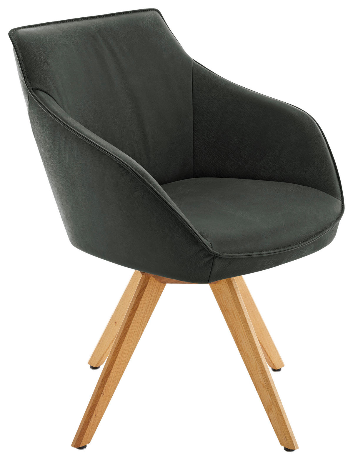 ARMLEHNSTUHL in Holz, Leder Eichefarben, Dunkelgrün  - Dunkelgrün/Eichefarben, Design, Leder/Holz (60/84/67cm) - Koinor