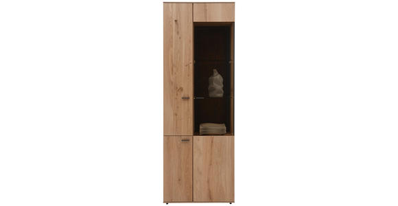 VITRINE in vollmassiv Kerneiche Eichefarben  - Eichefarben/Anthrazit, Design, Glas/Holz (72/205/44cm) - Valnatura