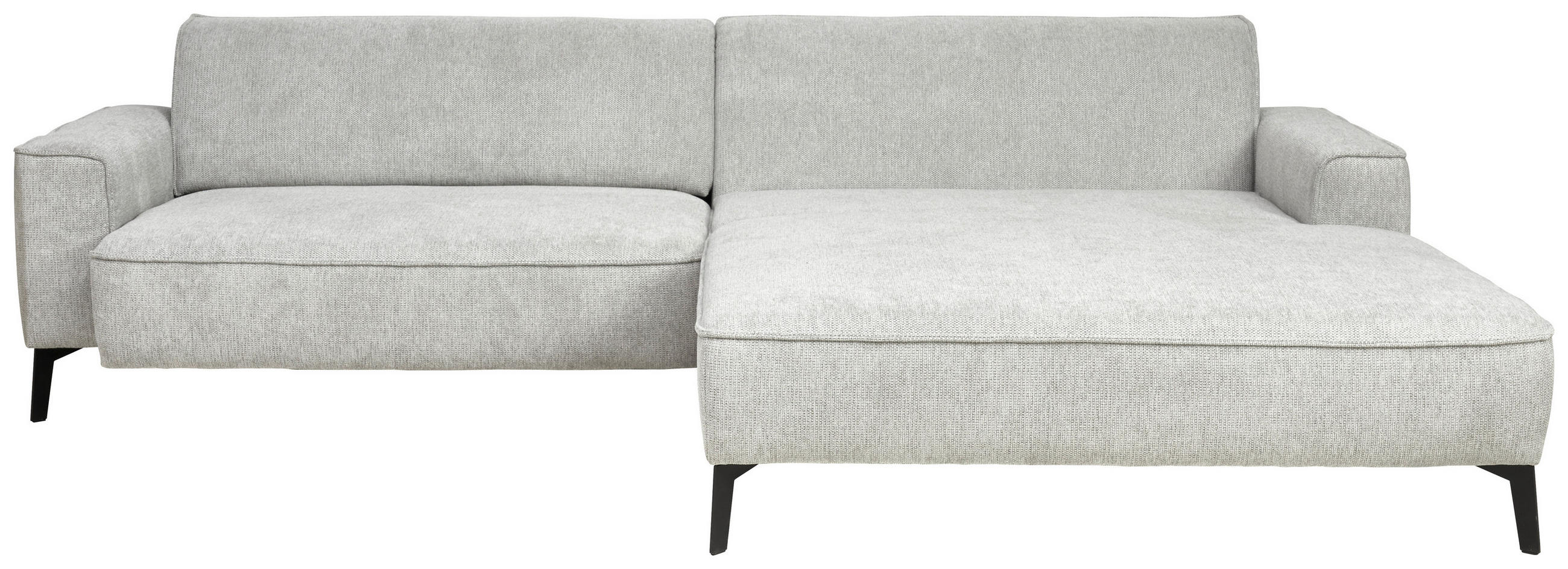 ECKSOFA Hellgrau Flachgewebe  - Hellgrau/Schwarz, Design, Textil/Metall (285/190cm) - Johann Jakob