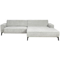 ECKSOFA in Flachgewebe Hellgrau  - Hellgrau/Schwarz, Design, Textil/Metall (285/190cm) - Johann Jakob