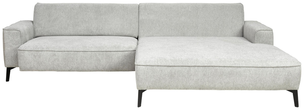 ECKSOFA in Flachgewebe Hellgrau  - Hellgrau/Schwarz, Design, Textil/Metall (285/190cm) - Johann Jakob